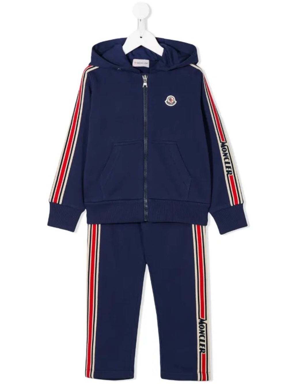 Moncler Boys Tracksuit Set Size 10A 140cm Navy Zip Hoodie Jogger Pants NWT